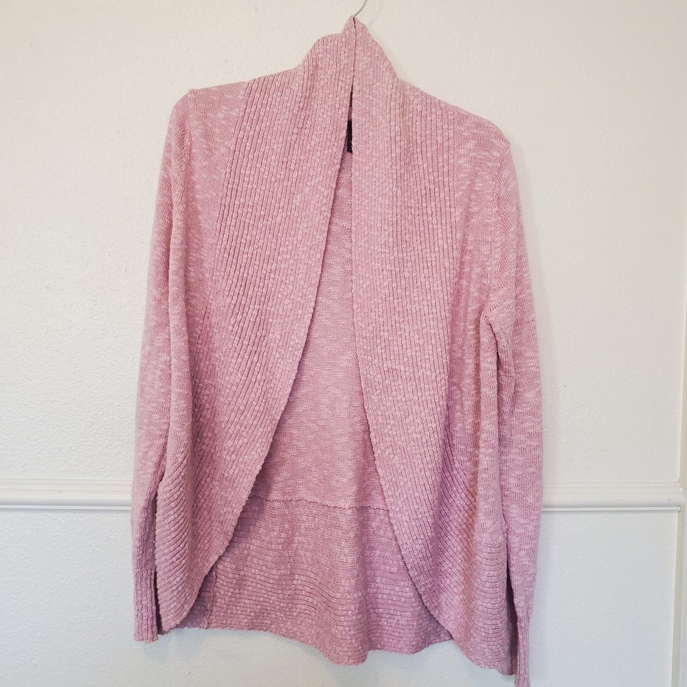 Kenneth Cole New York Womens Mauve Pink Open Front Shawl Collar Cardigan Medium